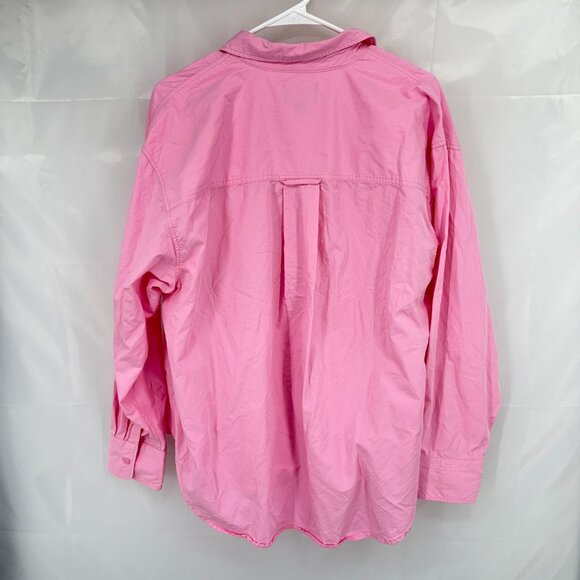 J Crew Women M Etienne Oversized Shirt Pink Long Sleeve Lightweight Oxford Top - Picture 4 of 10